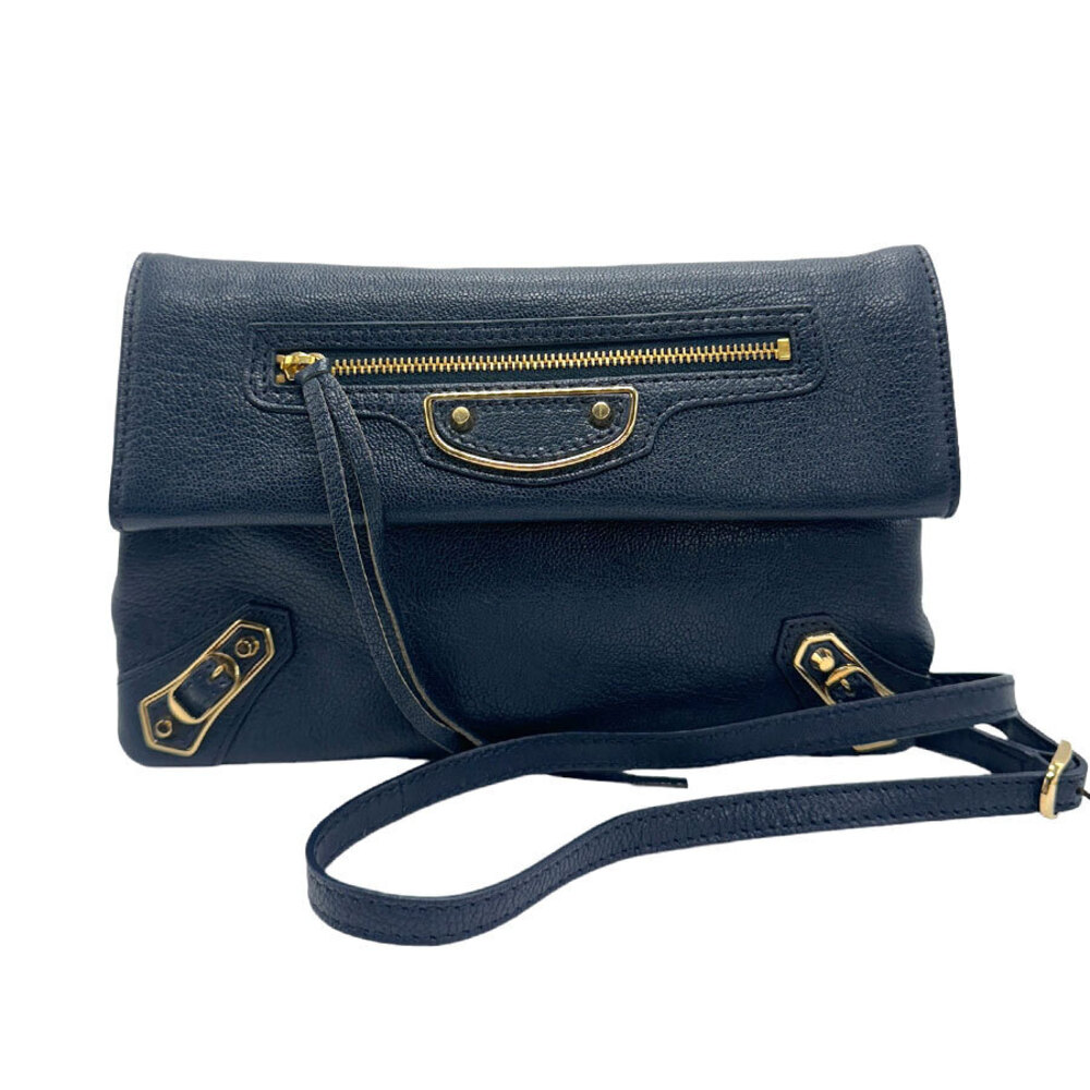 Balenciaga Bag Envelope Crossbody Navy Leather Blue Gold Classic Shoulder - Picture 2 of 4